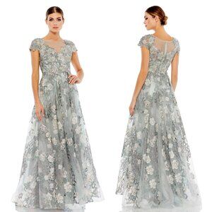 MAC DUGGAL | FLORAL EMBROIDERED SHORT SLEEVE GOWN #20294